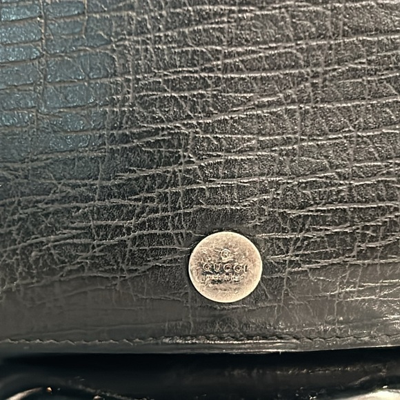 Gucci Black Long Leather wallet Authentic with chain - Picture 5 of 13